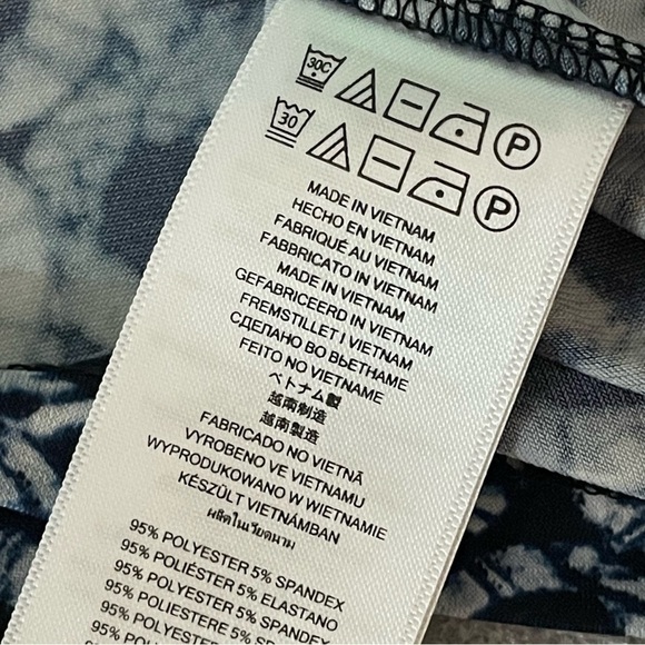 Michael Michael Kors Blue Circle Print A-Line Dress L | Cap Sleeve Gold Zip - Picture 9 of 13